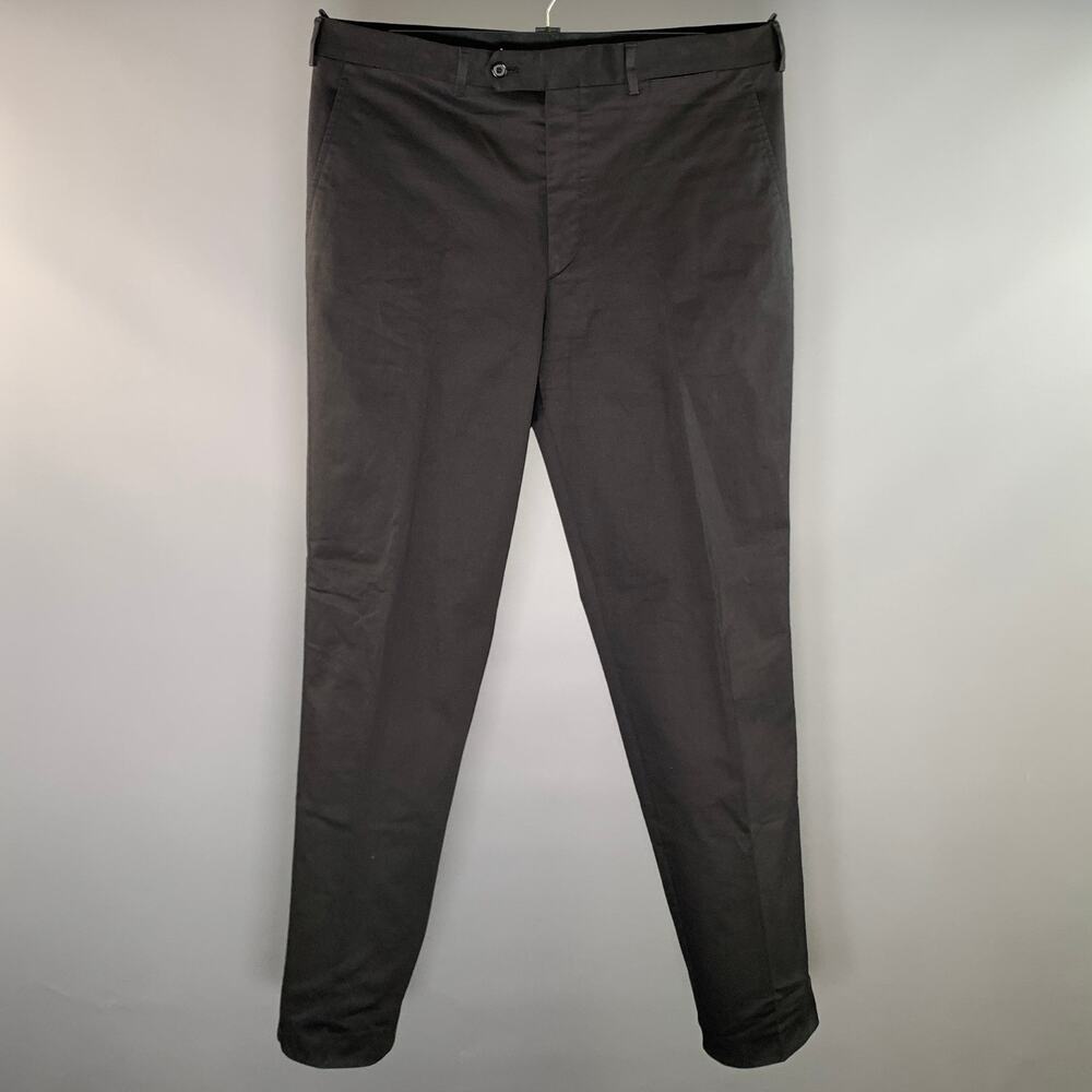 PRADA Size 38 Black Cotton Blend Flat Front Dress Pants